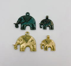 Rustic Gold Elephant Charm, Aged Copper Elephant Charm, Antique Elephant for Bracelet Necklace Jewelry Making Supply, 28/43mm, CP1383