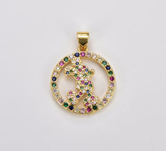 Colorful CZ Mouse Charm in 18K Gold Filled, Mouse Charm, Cubic Zirconia Mouse for Bracelet Necklace Jewelry Making, CP1388