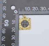 Dainty 18K Gold St Benedict Charm, Saint Benedict Tag Charm Religious Bracelet Necklace Pendant Findings for Jewelry Making, CP1391