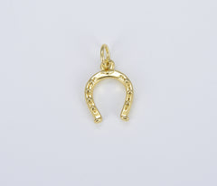 Dainty Horseshoe Charm in 18K Gold, Tiny Lucky Charm Pendant, Horse Shoe for Necklace Bracelet Earrings Jewelry Making Supply, CP1392