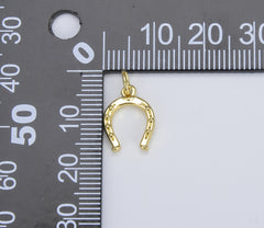 Dainty Horseshoe Charm in 18K Gold, Tiny Lucky Charm Pendant, Horse Shoe for Necklace Bracelet Earrings Jewelry Making Supply, CP1392