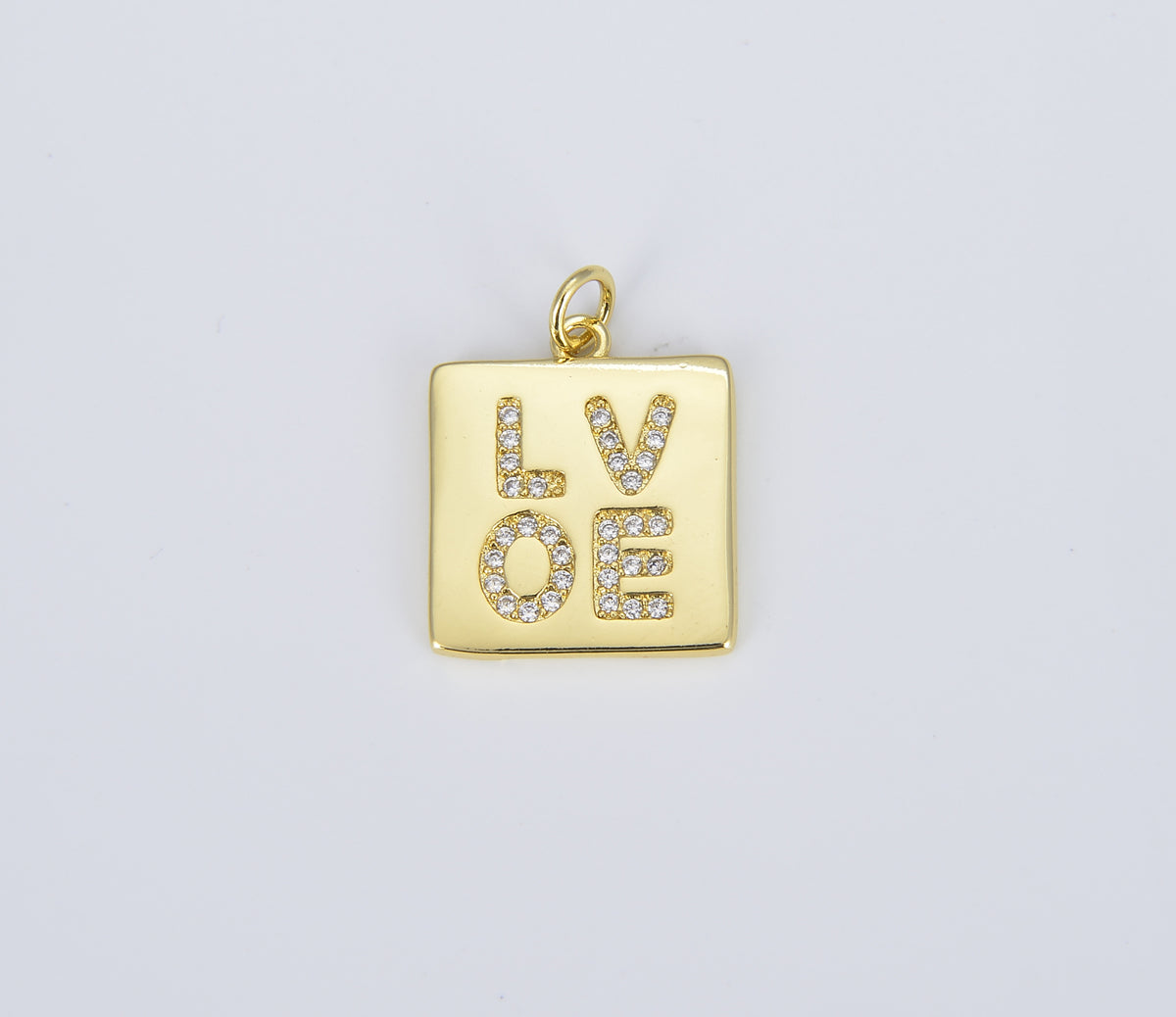 Dainty Love Word Charm in 18K Gold , Couples Charm, Gift For Her, Micro Pave Love Charm for Bracelet Necklace Component, CP1393