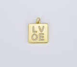 Dainty Love Word Charm in 18K Gold , Couples Charm, Gift For Her, Micro Pave Love Charm for Bracelet Necklace Component, CP1393
