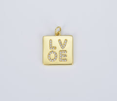 Dainty Love Word Charm in 18K Gold , Couples Charm, Gift For Her, Micro Pave Love Charm for Bracelet Necklace Component, CP1393