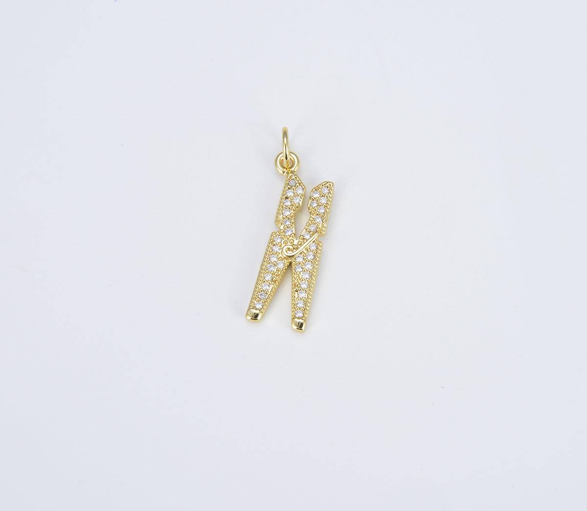 Clothespin Laundry Charm in 18K Gold, Micro Pave Clip Pendant, Clip Jewelry for Bracelet Necklace Earrings Jewelry Making, CP1396