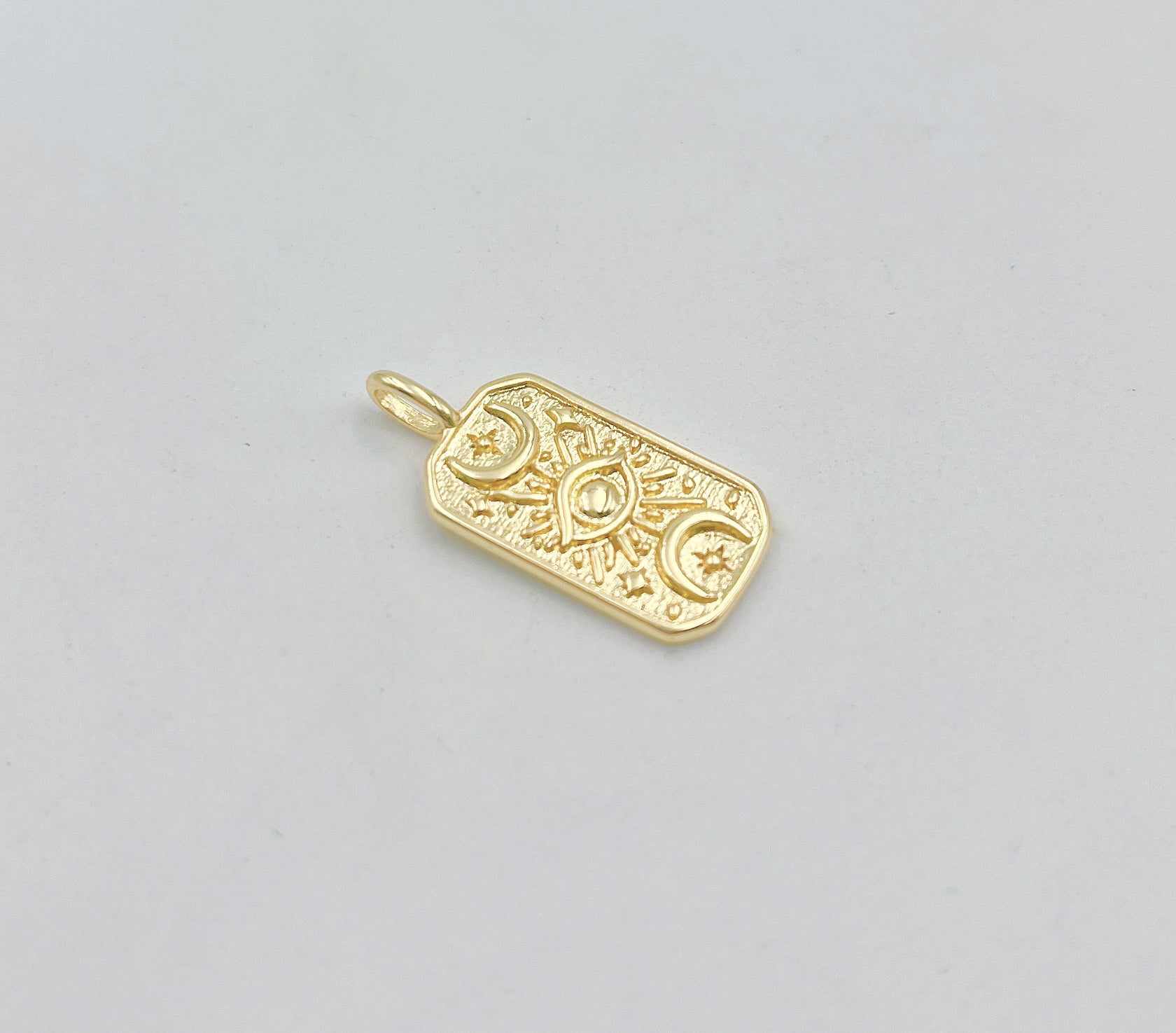 Evil Eye Charm Tag Pendant, Dainty 18K Gold Evil Eye Charm for Bracelet Necklace Pendant Earring Findings for Jewelry Making, CP1404