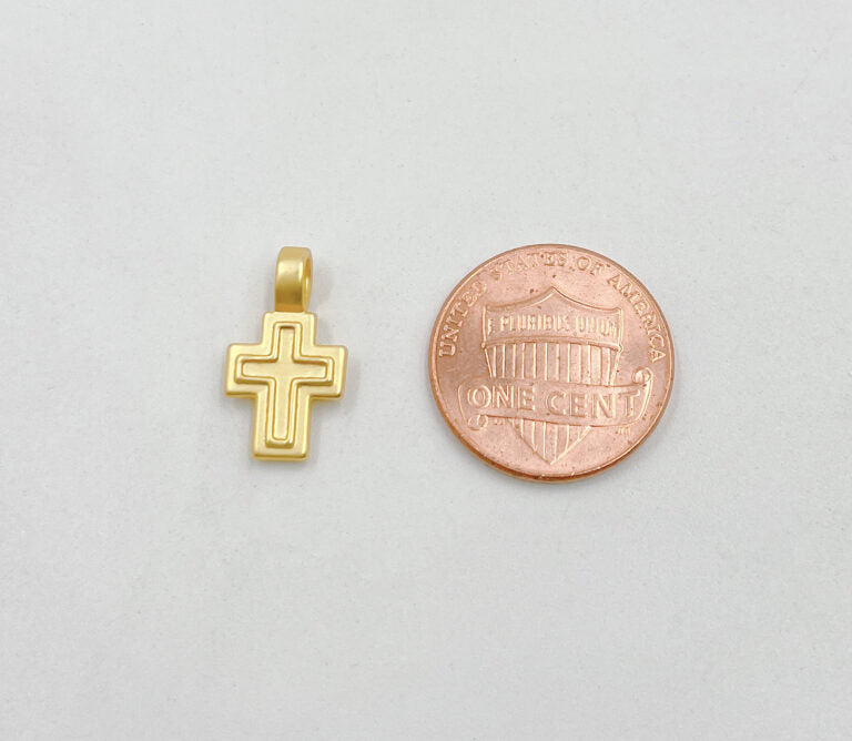 18K Gold Filled Dainty Matte Gold Cross Charm, Small Cross Pendant, Cross Pendant for Necklace Bracelet Charm Religious Jewelry, CP1410