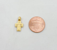 18K Gold Filled Dainty Matte Gold Cross Charm, Small Cross Pendant, Cross Pendant for Necklace Bracelet Charm Religious Jewelry, CP1410