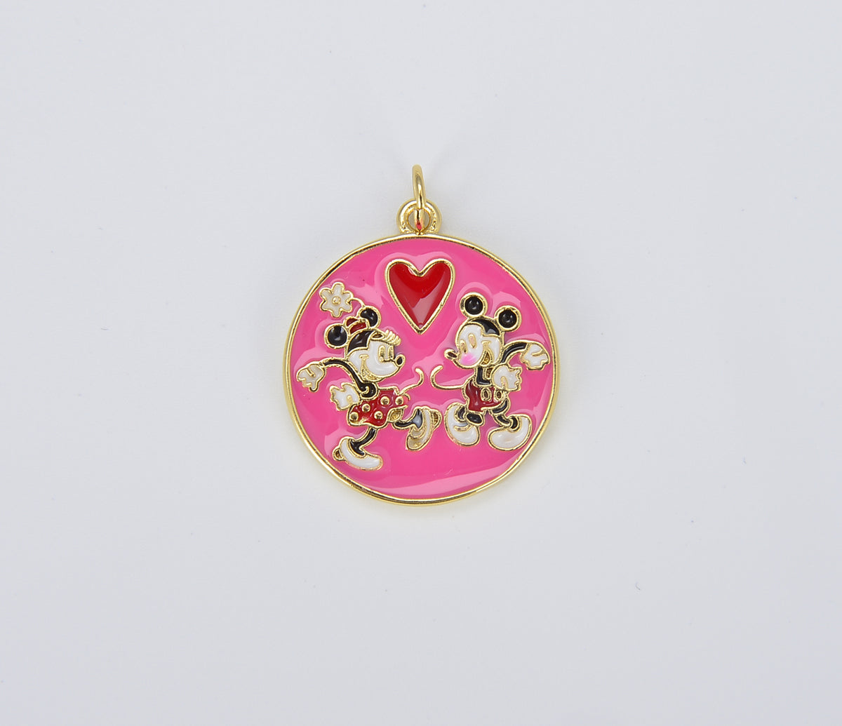 Pink Enamel Mouse Charm in 18K Gold Filled, Mouse Charm, Enamel Mouse for Necklace Bracelet Jewelry Making, CP1412