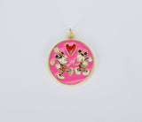 Pink Enamel Mouse Charm in 18K Gold Filled, Mouse Charm, Enamel Mouse for Necklace Bracelet Jewelry Making, CP1412