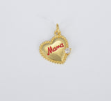 Mama Charm, Mother Heart Charm, Gift for Her, Mother's Day Gift, Mom Mother Jewelry for Bracelet Necklace Component, CP1413