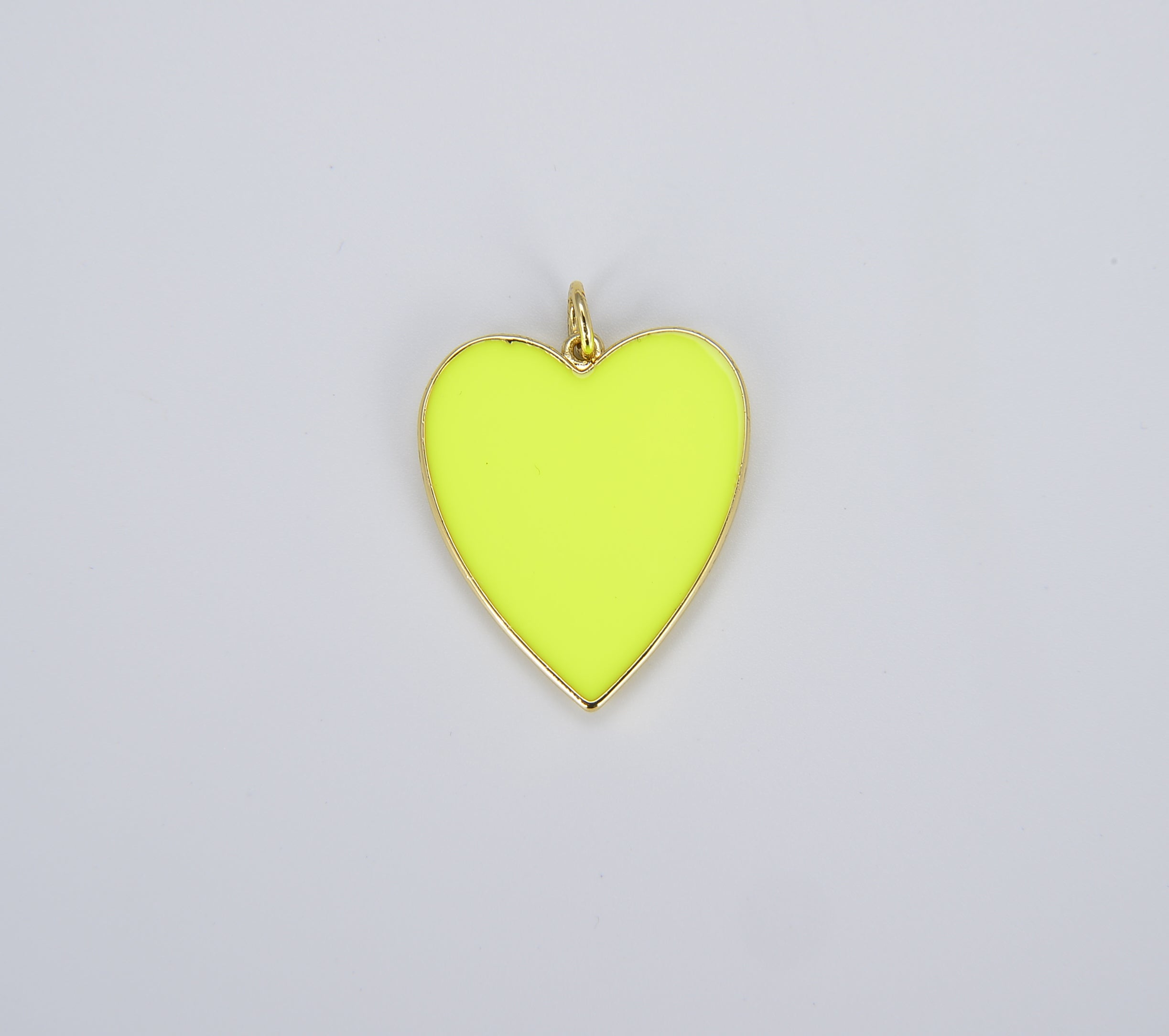 Dainty Neon Heart Charms Enamel Heart Pendant for Necklace Earring Charm Component in Gold Filled Over Brass Red White Yellow Pink, CP1414