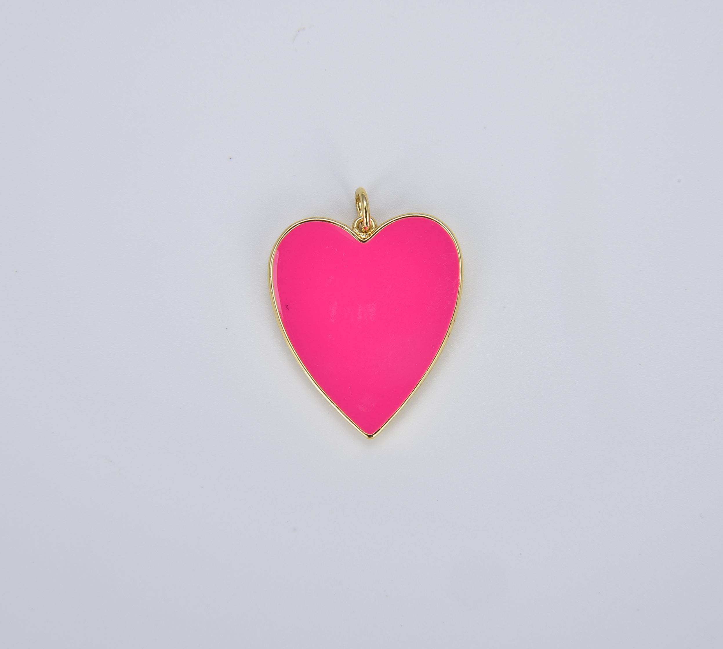 Dainty Neon Heart Charms Enamel Heart Pendant for Necklace Earring Charm Component in Gold Filled Over Brass Red White Yellow Pink, CP1414