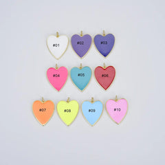 Dainty Neon Heart Charms Enamel Heart Pendant for Necklace Earring Charm Component in Gold Filled Over Brass Red White Yellow Pink, CP1414