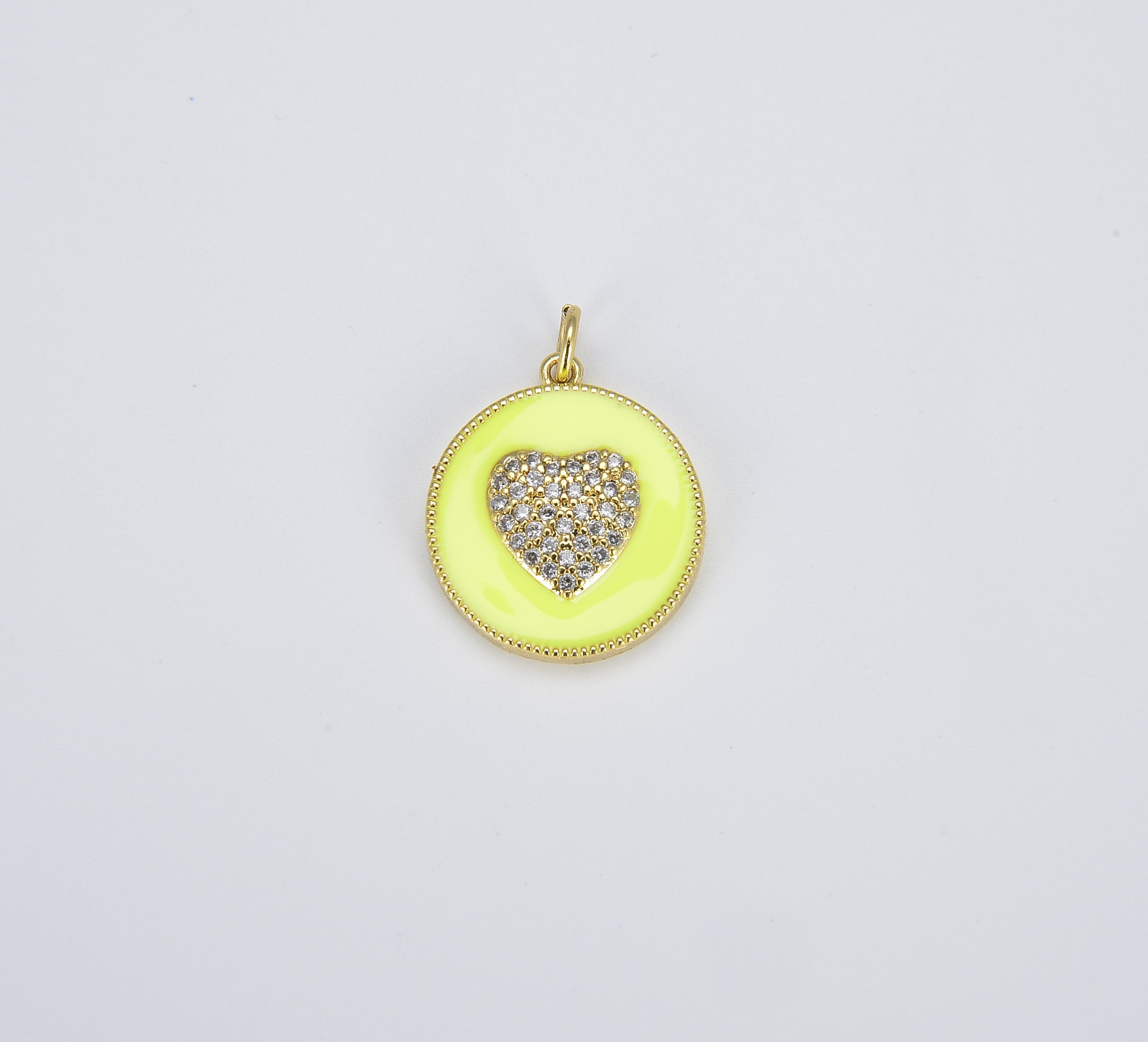 Neon Enamel Heart Charm, Gold Filled Over Brass Enamel with CZ Heart Charm for Necklace Bracelet Earring Charm Supply Jewelry, CP1415