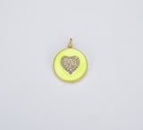 Neon Enamel Heart Charm, Gold Filled Over Brass Enamel with CZ Heart Charm for Necklace Bracelet Earring Charm Supply Jewelry, CP1415