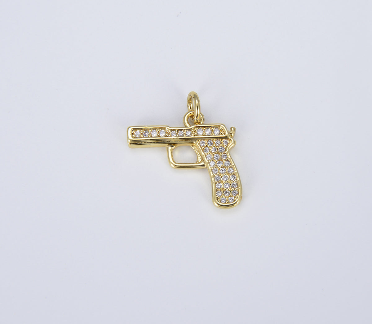 18K Gold Gun Pistol Charm, Desert Eagle Pistol Gun Charm for Earring Necklace Bracelet Earrings Jewelry Making Supplies, 18x17mm, CP1420