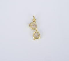 18K Gold Sunglass Charm, Dainty Eyeglass Charm for Necklace Bracelet Earrings Jewelry Making Component, 22x7mm, CP1421