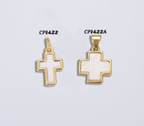 18K Gold Cross Charm, White Enamel Cross for Bracelet Earring Necklace Rosary Component Minimalist Religious Jewelry Charm, CP1422