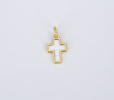 18K Gold Cross Charm, White Enamel Cross for Bracelet Earring Necklace Rosary Component Minimalist Religious Jewelry Charm, CP1422