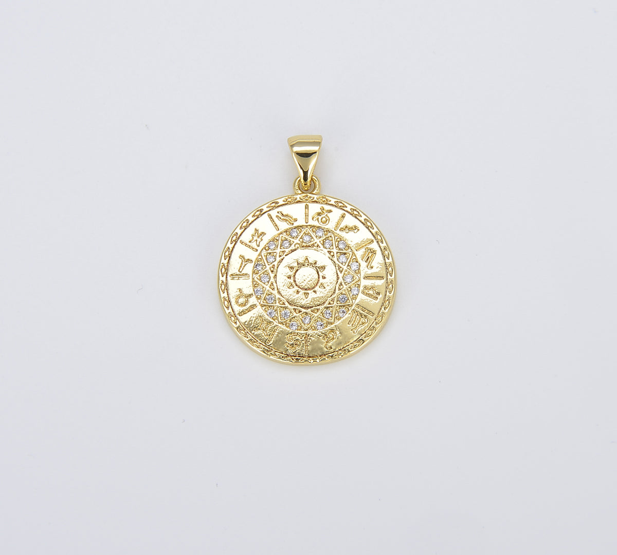 Dainty 18K Gold Zodiac Horoscope Sign Medallion Pendant Coin for Necklace Bracelet Jewelry Making, Zodiac Constellation Charm, CP1426