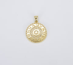 Dainty 18K Gold Zodiac Horoscope Sign Medallion Pendant Coin for Necklace Bracelet Jewelry Making, Zodiac Constellation Charm, CP1426