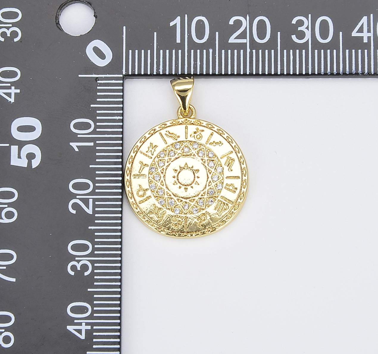 Dainty 18K Gold Zodiac Horoscope Sign Medallion Pendant Coin for Necklace Bracelet Jewelry Making, Zodiac Constellation Charm, CP1426