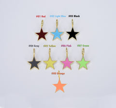 Enamel Star Charm, Gold Filled Over Brass, Rainbow Neon Yellow Pink White Black Green Love Star Charm for Jewelry Making CP1429