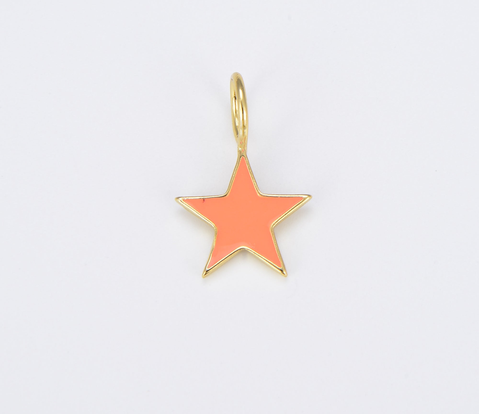 Enamel Star Charm, Gold Filled Over Brass, Rainbow Neon Yellow Pink White Black Green Love Star Charm for Jewelry Making CP1429