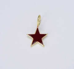 Enamel Star Charm, Gold Filled Over Brass, Rainbow Neon Yellow Pink White Black Green Love Star Charm for Jewelry Making CP1429