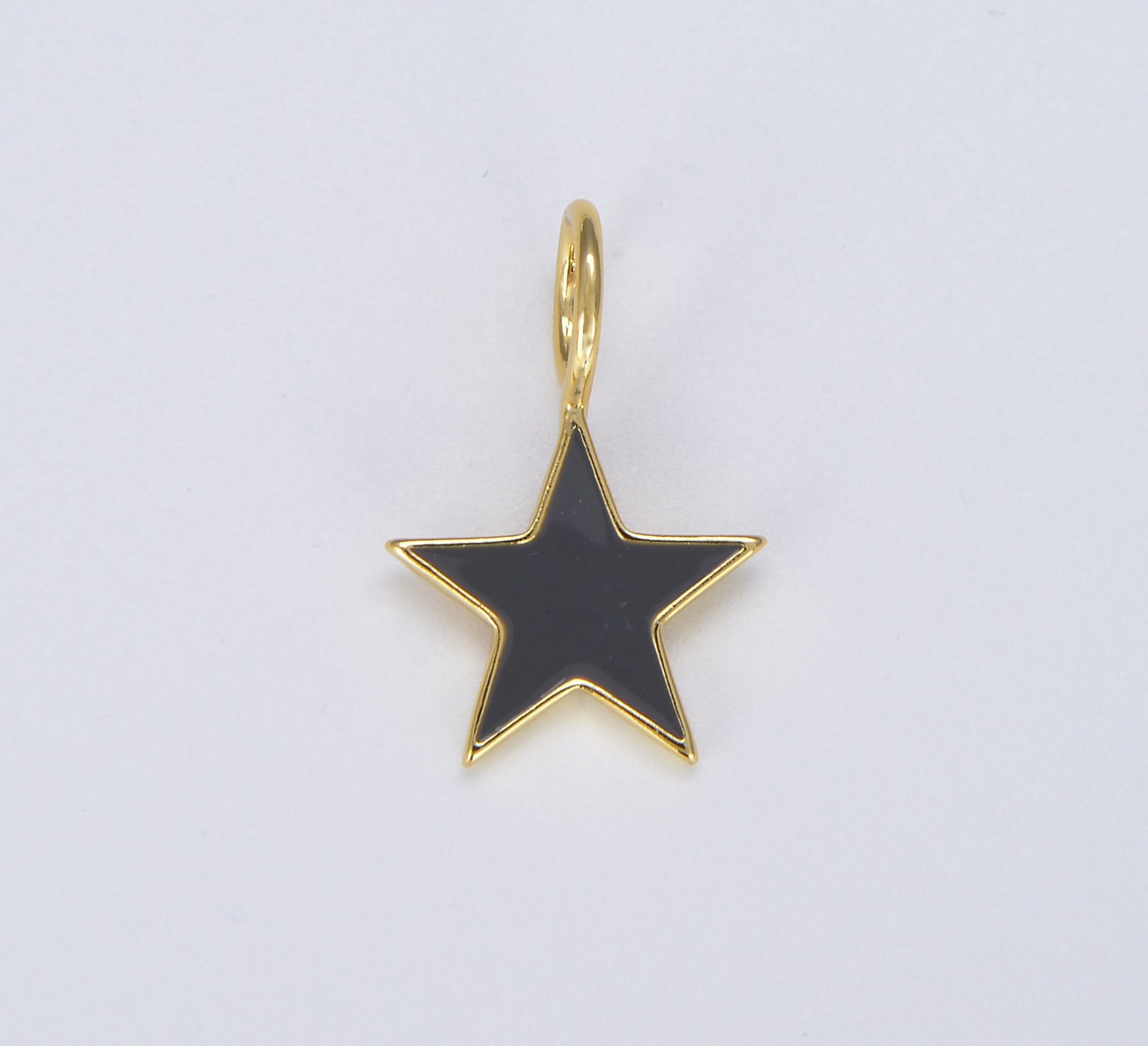 Enamel Star Charm, Gold Filled Over Brass, Rainbow Neon Yellow Pink White Black Green Love Star Charm for Jewelry Making CP1429