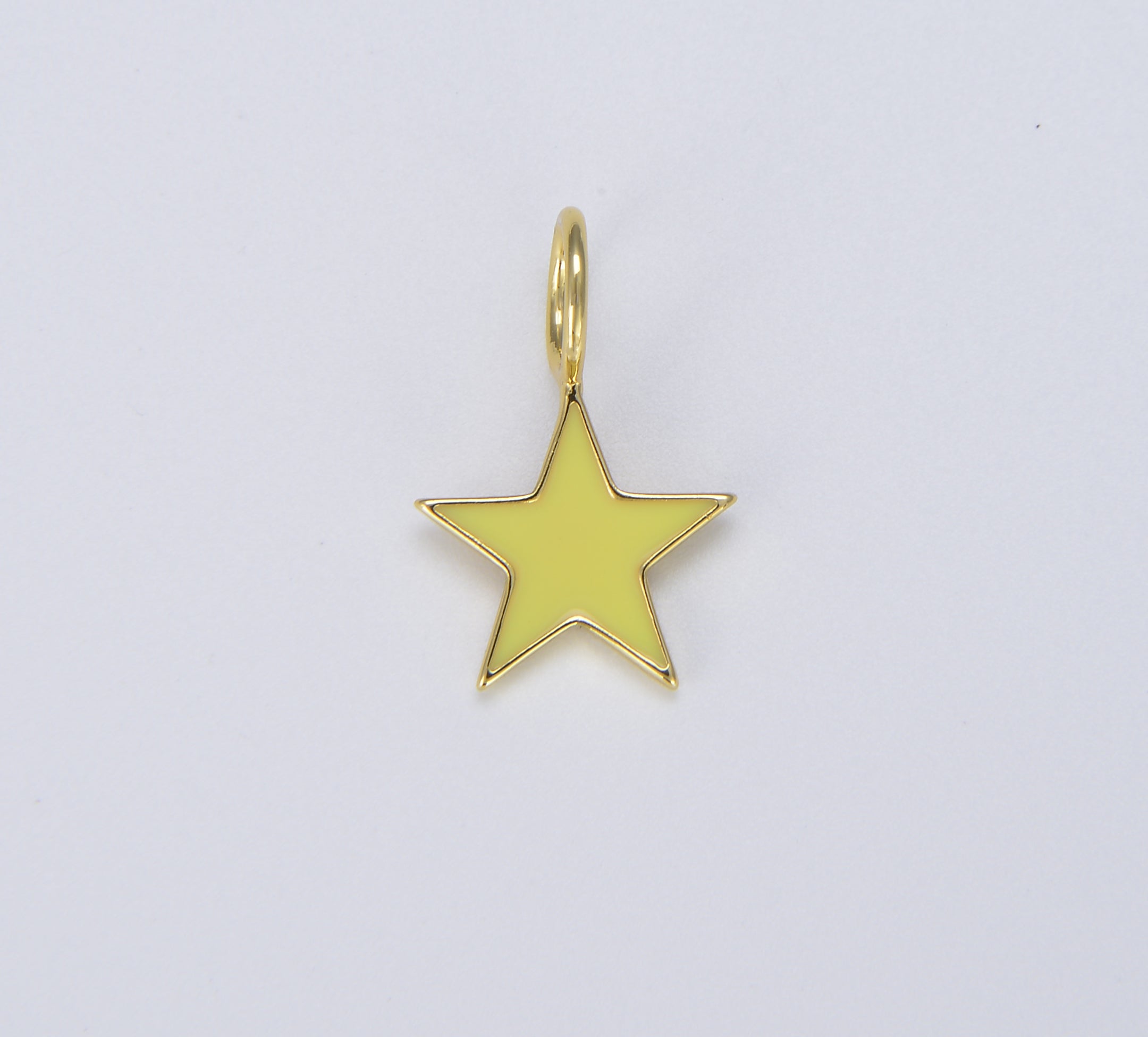 Enamel Star Charm, Gold Filled Over Brass, Rainbow Neon Yellow Pink White Black Green Love Star Charm for Jewelry Making CP1429