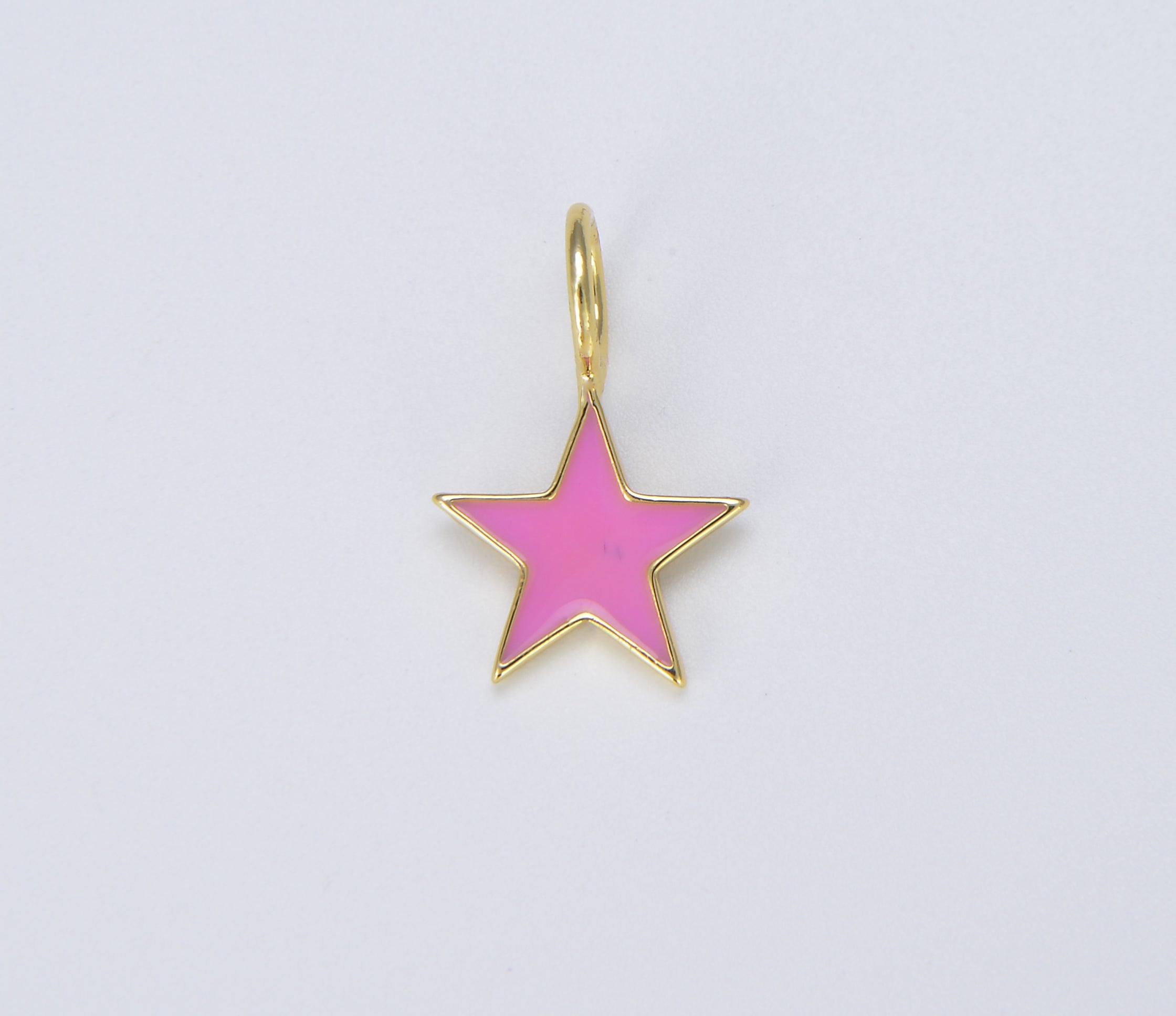 Enamel Star Charm, Gold Filled Over Brass, Rainbow Neon Yellow Pink White Black Green Love Star Charm for Jewelry Making CP1429