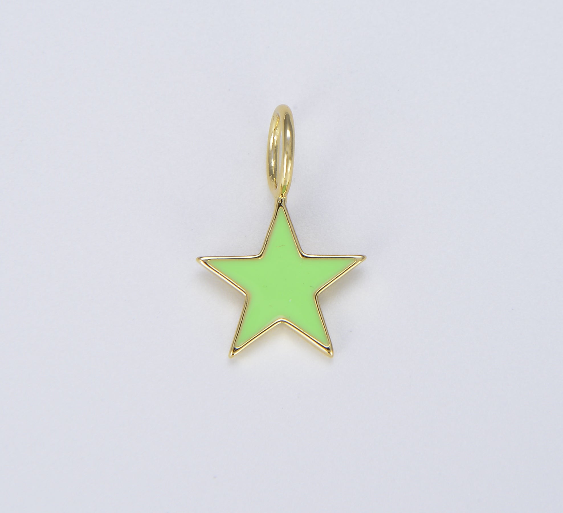 Enamel Star Charm, Gold Filled Over Brass, Rainbow Neon Yellow Pink White Black Green Love Star Charm for Jewelry Making CP1429