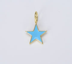 Enamel Star Charm, Gold Filled Over Brass, Rainbow Neon Yellow Pink White Black Green Love Star Charm for Jewelry Making CP1429