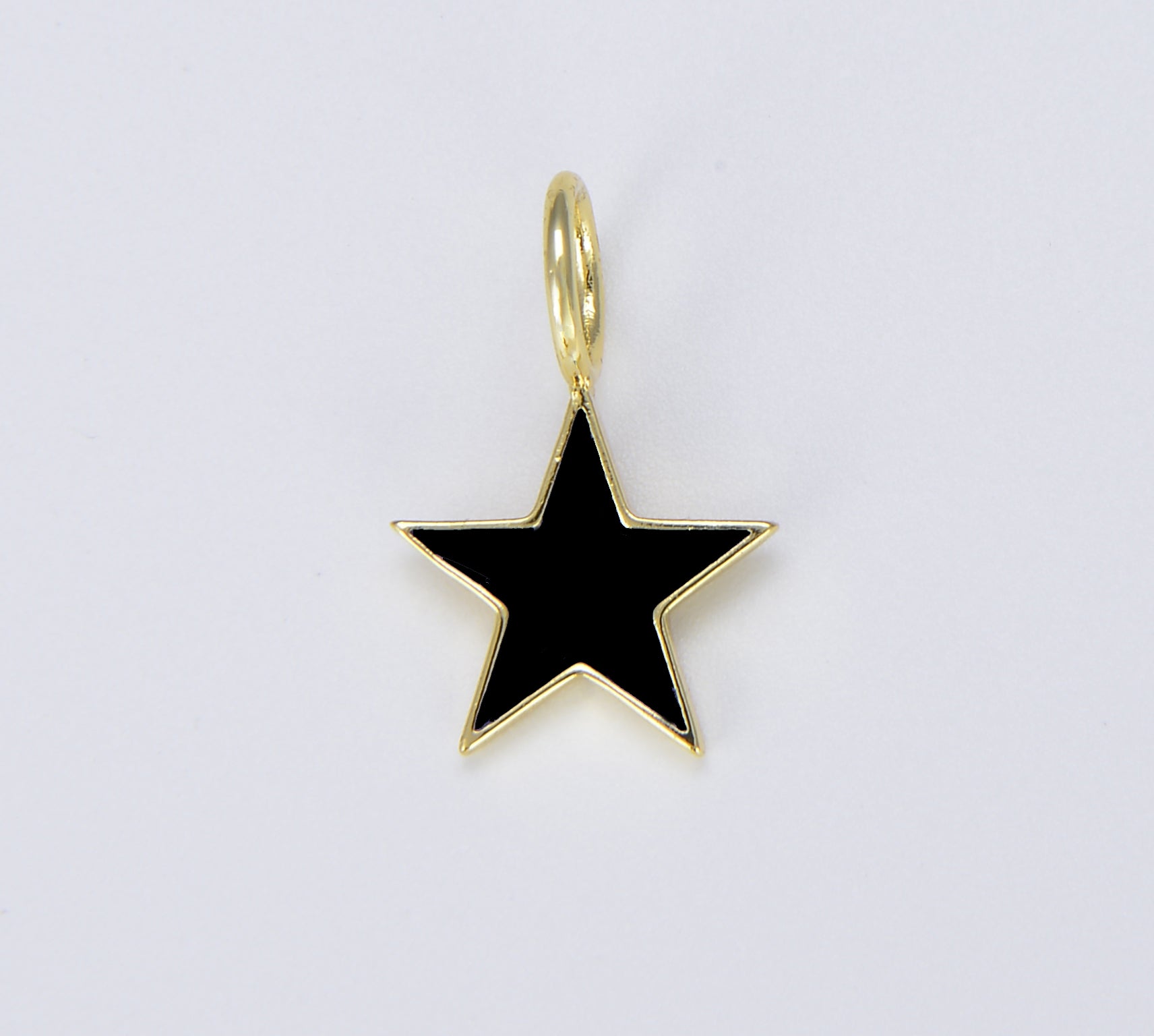 Enamel Star Charm, Gold Filled Over Brass, Rainbow Neon Yellow Pink White Black Green Love Star Charm for Jewelry Making CP1429