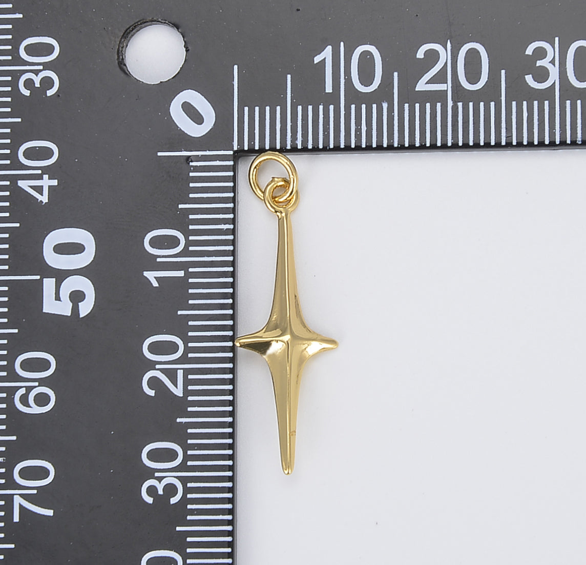 Dainty Starburst North Star Charm, 18K Gold Shining Twinkle Star Charm Necklace Pendant Findings for Jewelry Making, 30x10mm, CP1430