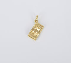 18K Gold Filled Dollar Bill Charm, Money Charm, 100 Bill Money Charm for Necklace Bracelet Earrings Jewelry Making Supply, 17x8mm, CP1431