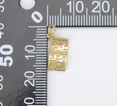 18K Gold Filled Dollar Bill Charm, Money Charm, 100 Bill Money Charm for Necklace Bracelet Earrings Jewelry Making Supply, 17x8mm, CP1431