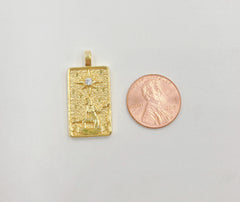 18K Gold Tarot Card Charm The Star Pendant Amulet Jewelry for Necklace Component Supply, 30x15mm, CP1433