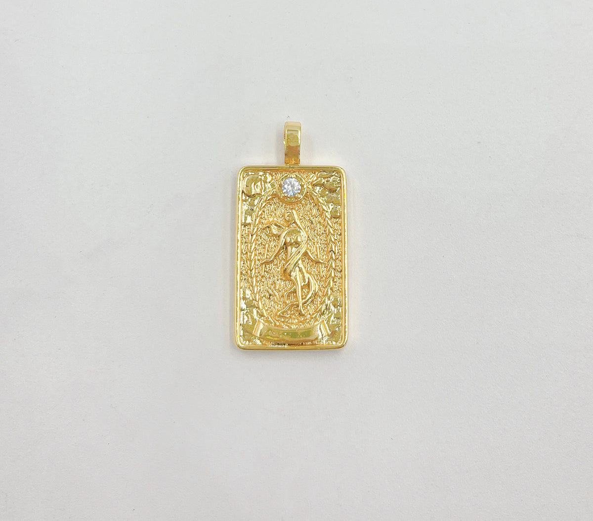 18K Gold Tarot Card Charm, The World Tarot Card Pendant, Amulet Jewelry for Necklace Component Supply, 30x15mm, CP1435