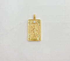 18K Gold Tarot Card Charm, The World Tarot Card Pendant, Amulet Jewelry for Necklace Component Supply, 30x15mm, CP1435