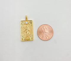 18K Gold Tarot Card Charm, The World Tarot Card Pendant, Amulet Jewelry for Necklace Component Supply, 30x15mm, CP1435