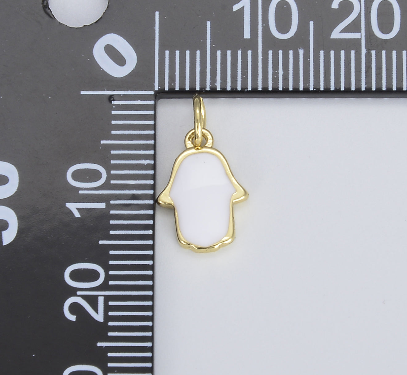 Dainty White Enamel Hamsa Hand Charm, 18K Gold Hamsa Charm, Protection Charm for Necklace Bracelet Earrings Jewelry Making, CP1436