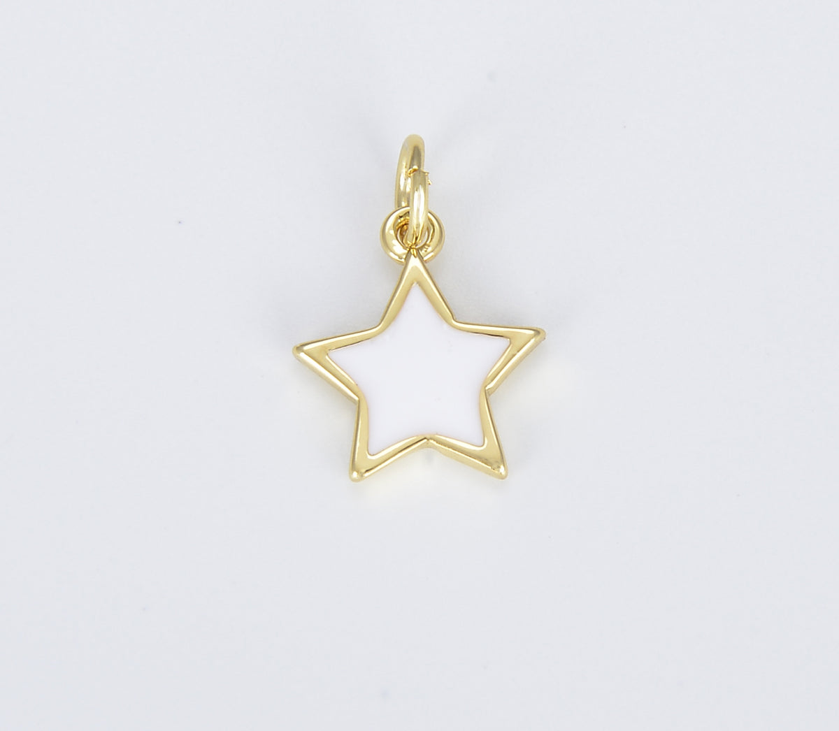 Dainty White Enamel Star Charm in Gold Filled Over Brass, Enamel Star Celestial Jewelry Minimalist Necklace Bracelet Component, CP1437