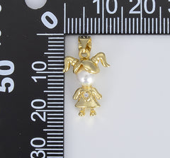 Boy Charm and Girl Charm with Pearl, 18K Gold Boy Girl Charm for Necklace Bracelet Jewelry Making Supply, Mothers Gift, CP1438