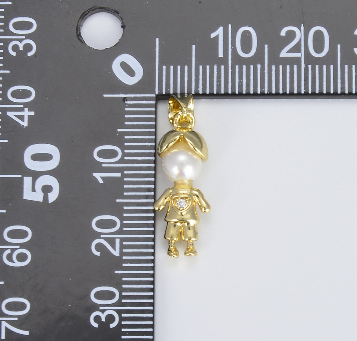 Boy Charm and Girl Charm with Pearl, 18K Gold Boy Girl Charm for Necklace Bracelet Jewelry Making Supply, Mothers Gift, CP1438