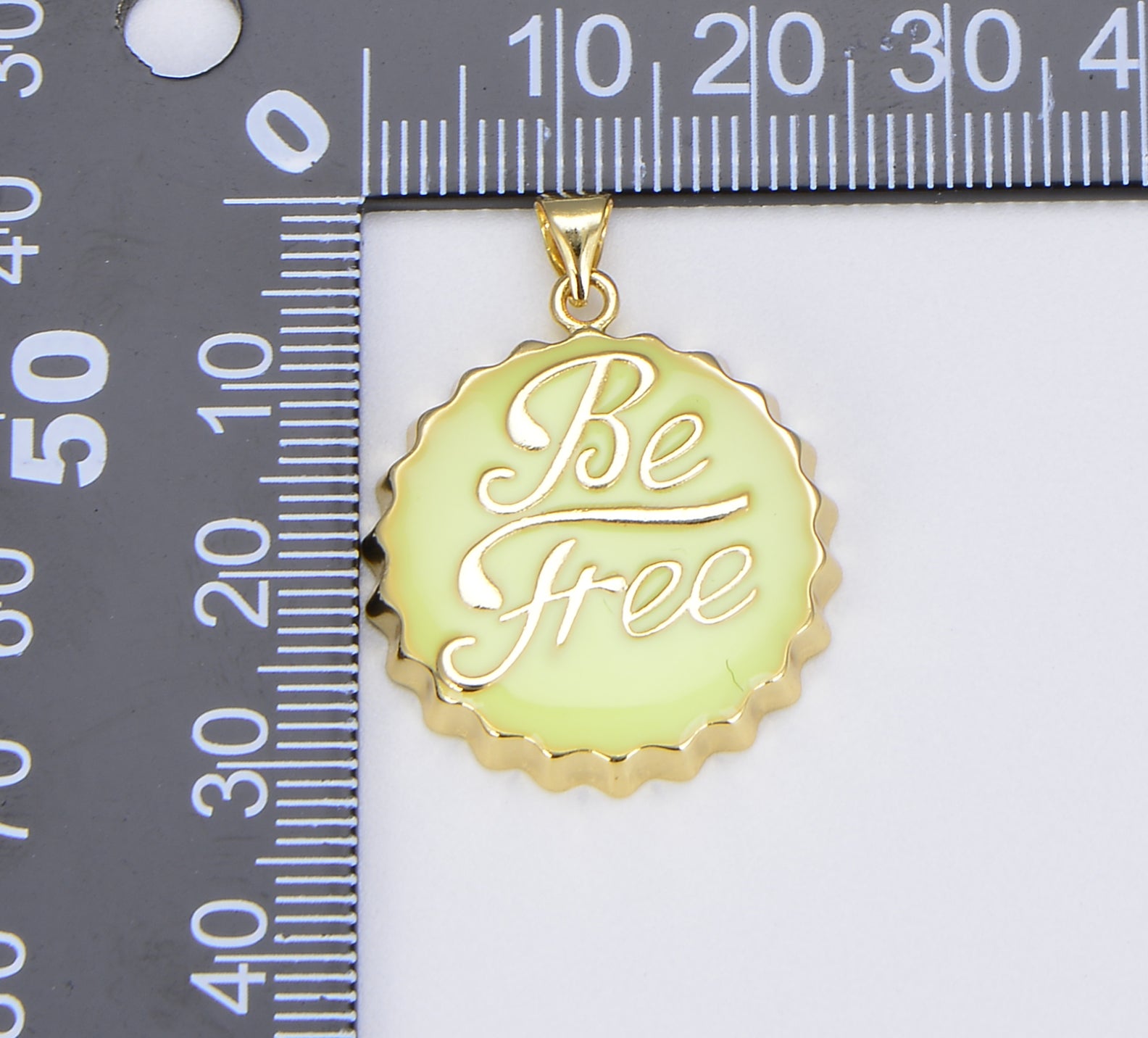 18K Gold Be Free Soda Cap Charm in White Black Enamel for Necklace Bracelet Jewelry Making Supplies, Gold Bottle Cap Charm, CP1440