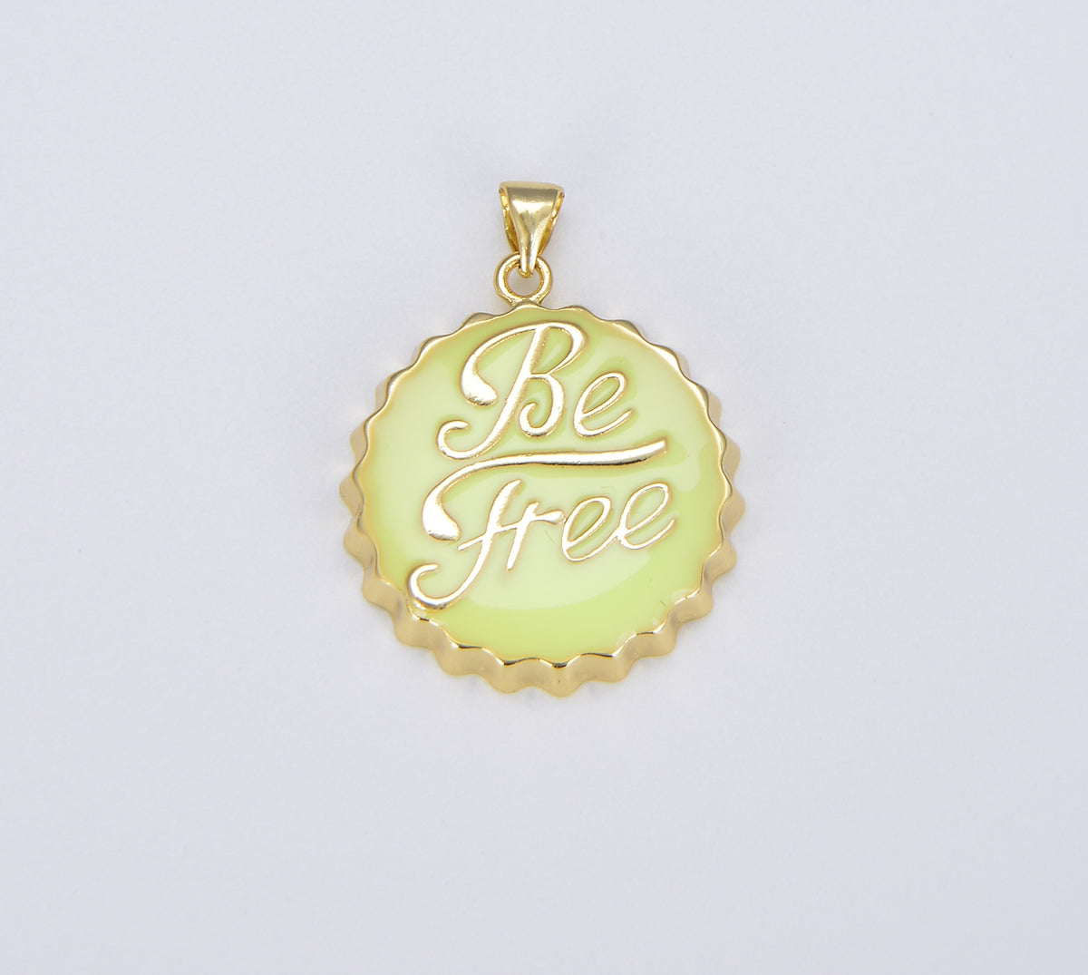 18K Gold Be Free Soda Cap Charm in White Black Enamel for Necklace Bracelet Jewelry Making Supplies, Gold Bottle Cap Charm, CP1440
