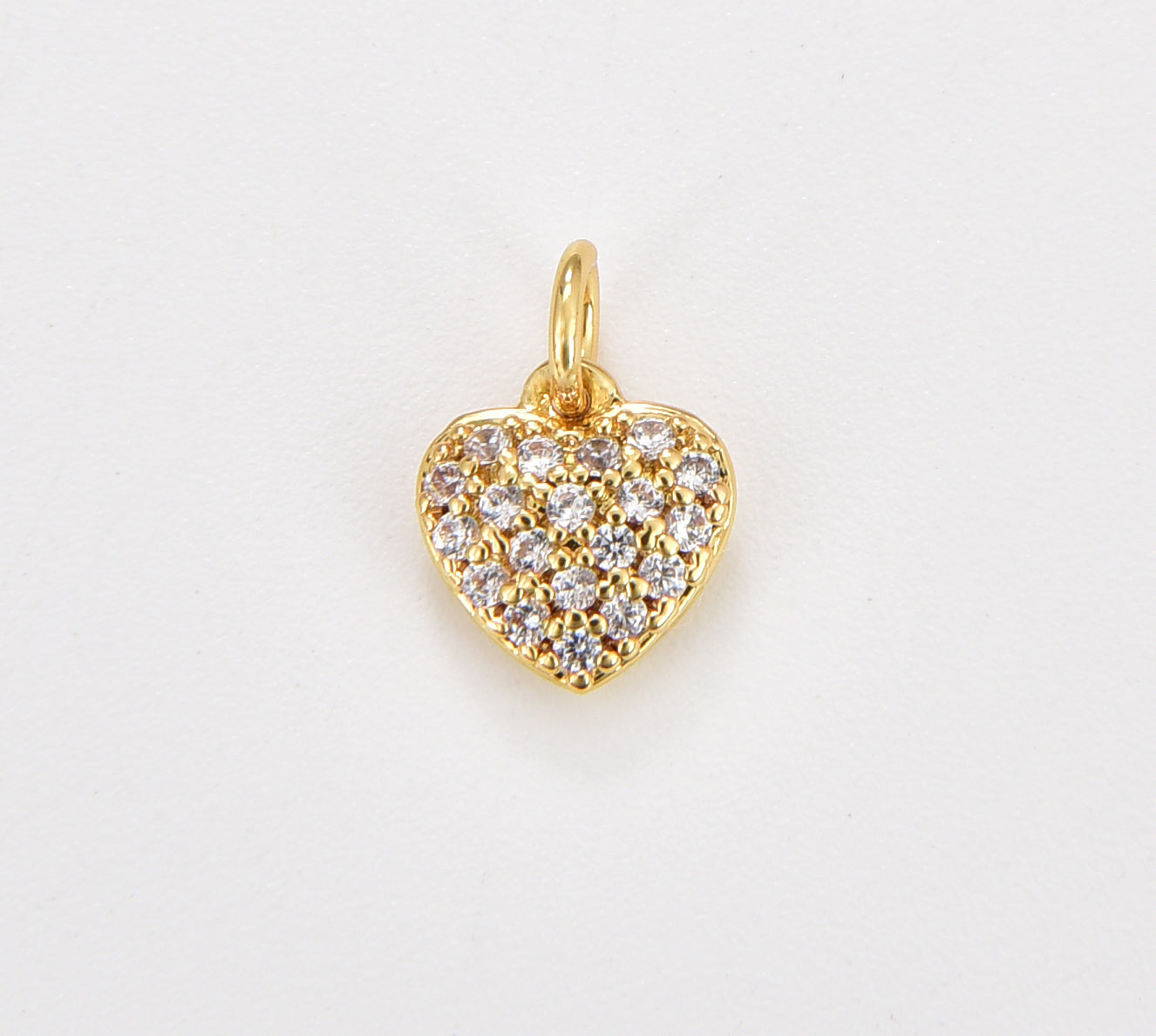 Dainty 18K Gold Heart Charm, CZ Micro Pave Heart Charm for Necklace Bracelet Earring Charm Component Supply, 7x11mm, CP1443